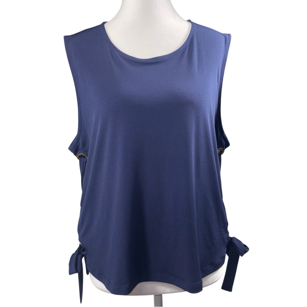 Michael Kors Women XL Nautical Bold Grommet-Side Tie Sleeveless Top Navy‎ Chic
